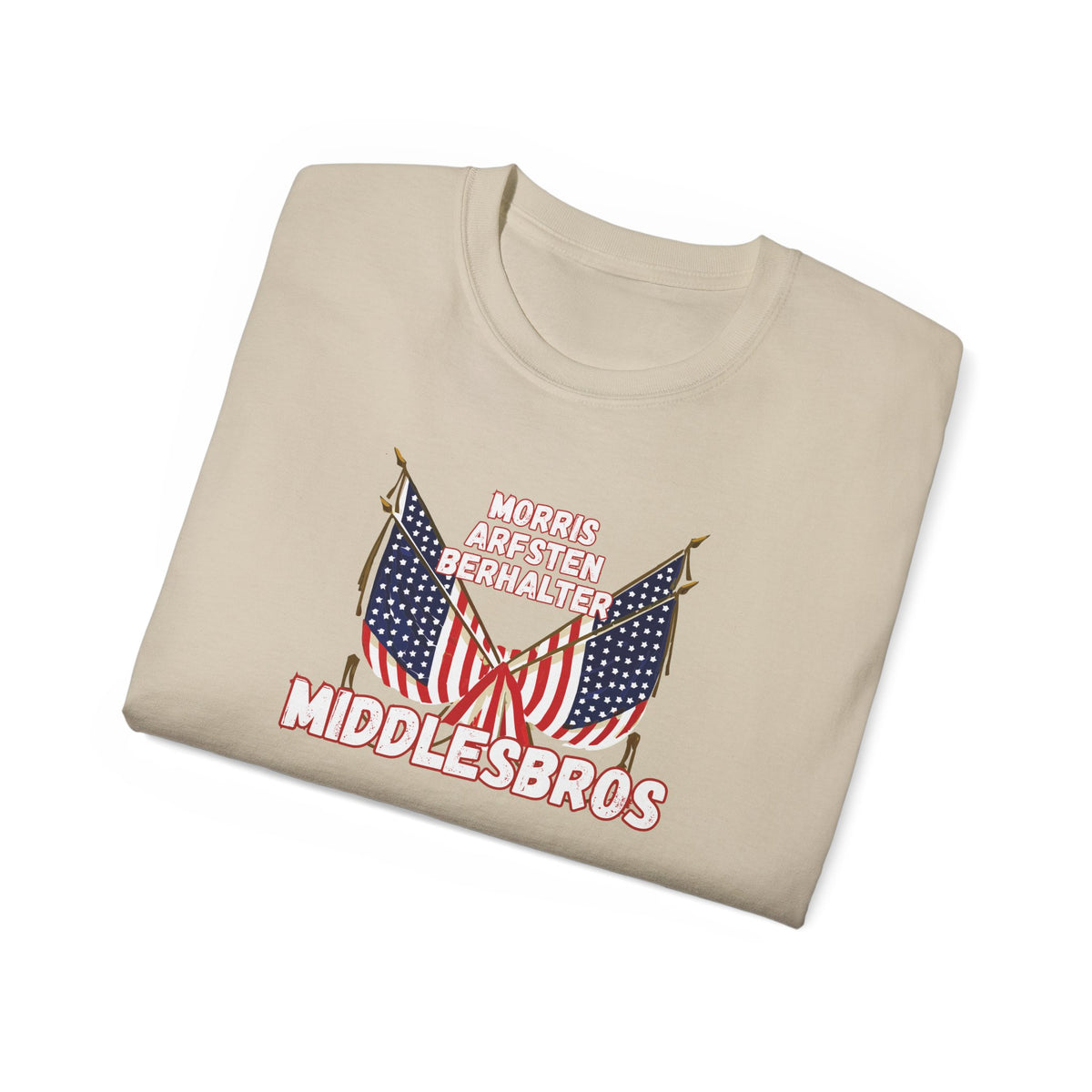 American Flag Graphic Cotton T-Shirt - Morris, Arfsten and Berhalter - Patriotic 'Middlesbros' Tee