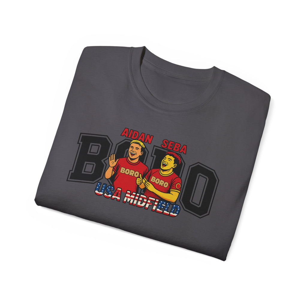 American Midfield — "Aidan & Seba, Boro's USA Midfield" Graphic T-Shirt