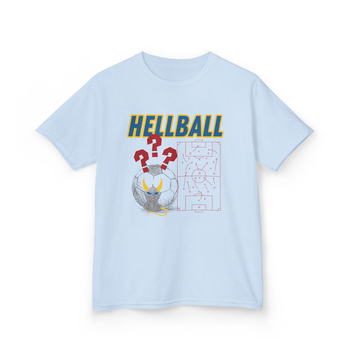 Kids T‑Shirt — "HELLBALL" Graphic Tee with Demon Ball and Game Plan