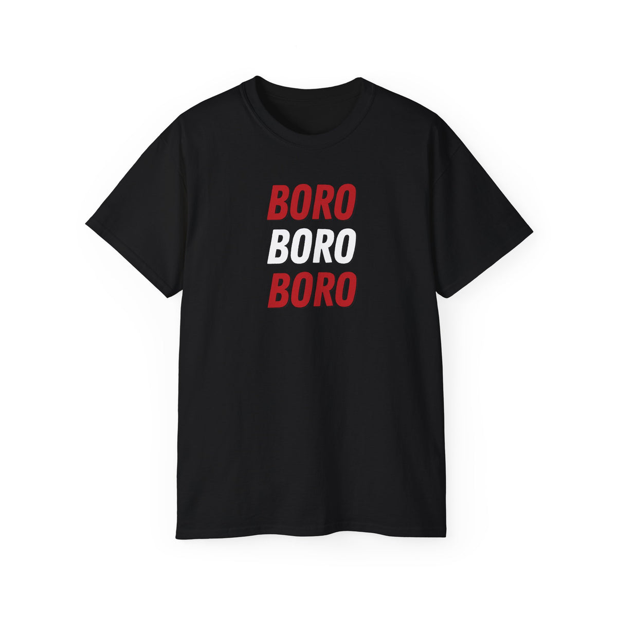 Boro Boro Boro Graphic Tee — Retro Red Logo Cotton T-Shirt