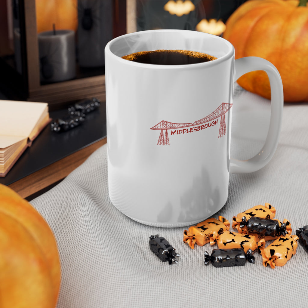 Middlesbrough Transporter Bridge Sketch Ceramic Mug — 11oz & 15oz Coffee Cup