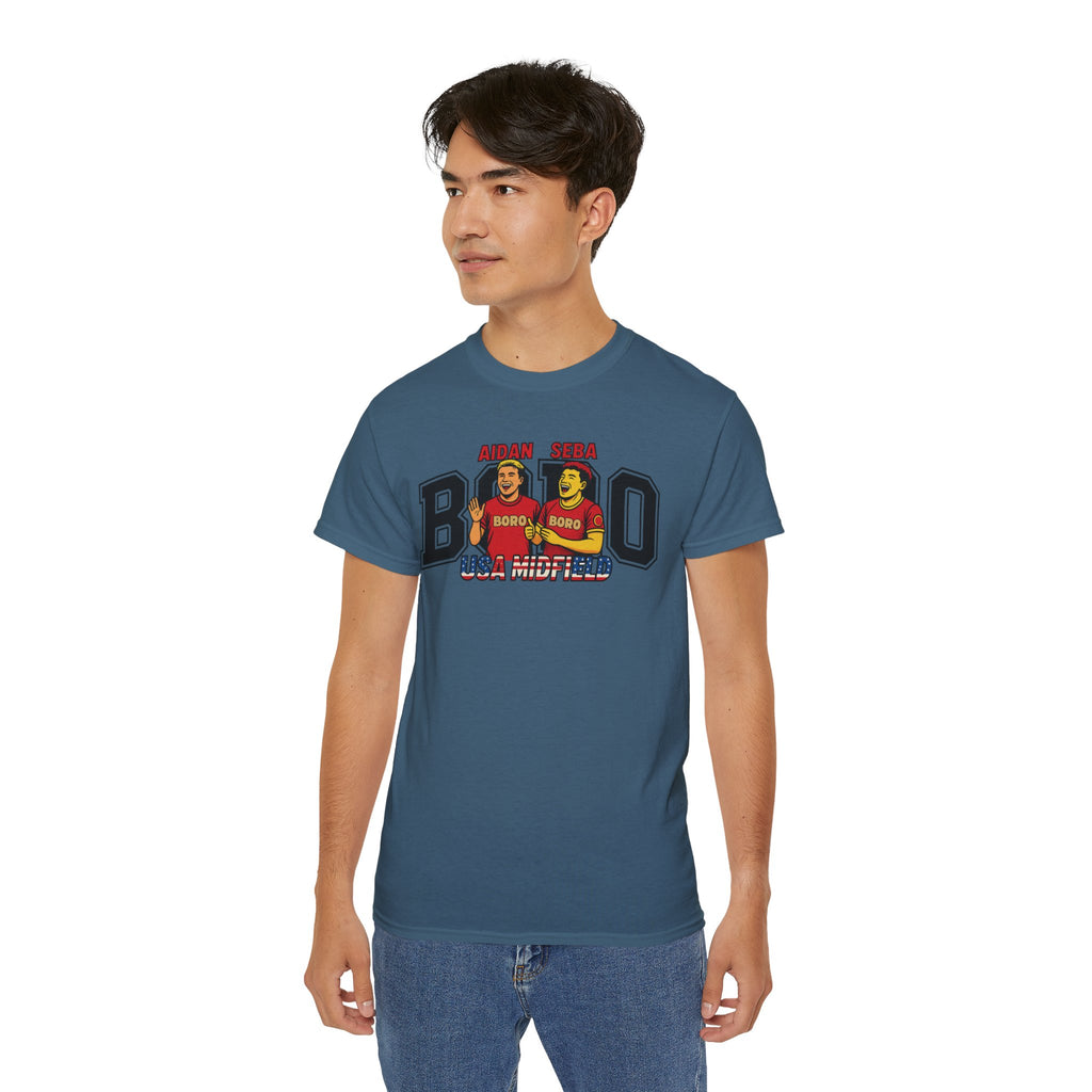 American Midfield — "Aidan & Seba, Boro's USA Midfield" Graphic T-Shirt