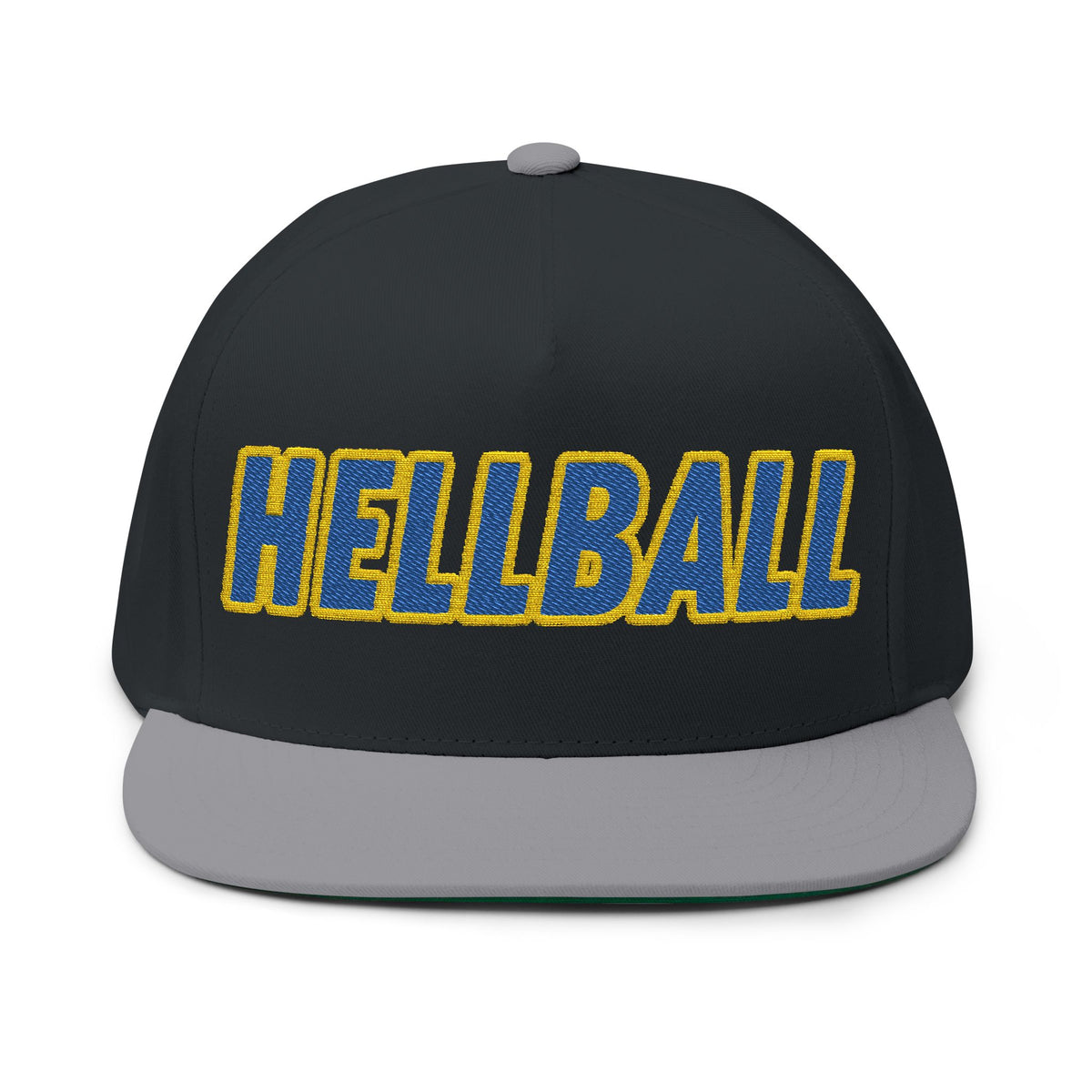 BORO Flat Bill Cap — Embroidered 'HELLBALL' Bold Font Snapback Hat