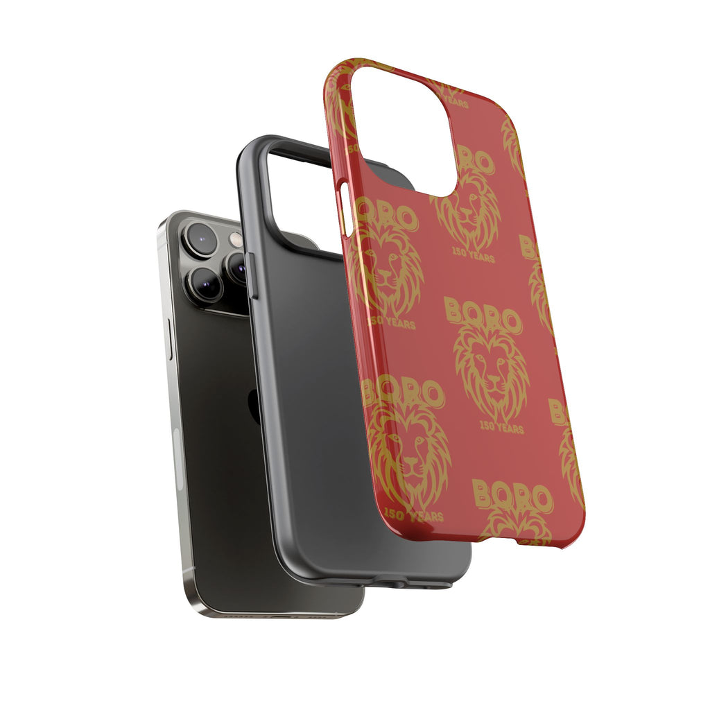 BORO Gold on red Lion Head Phone Case — Red 150 years Pattern Protective Case