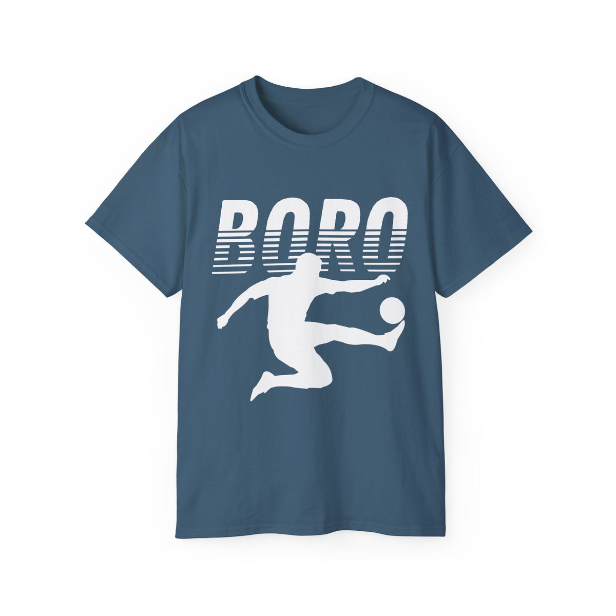 Boro Fade Footballer Tee — Silhouette Kicker Football Fan Shirt