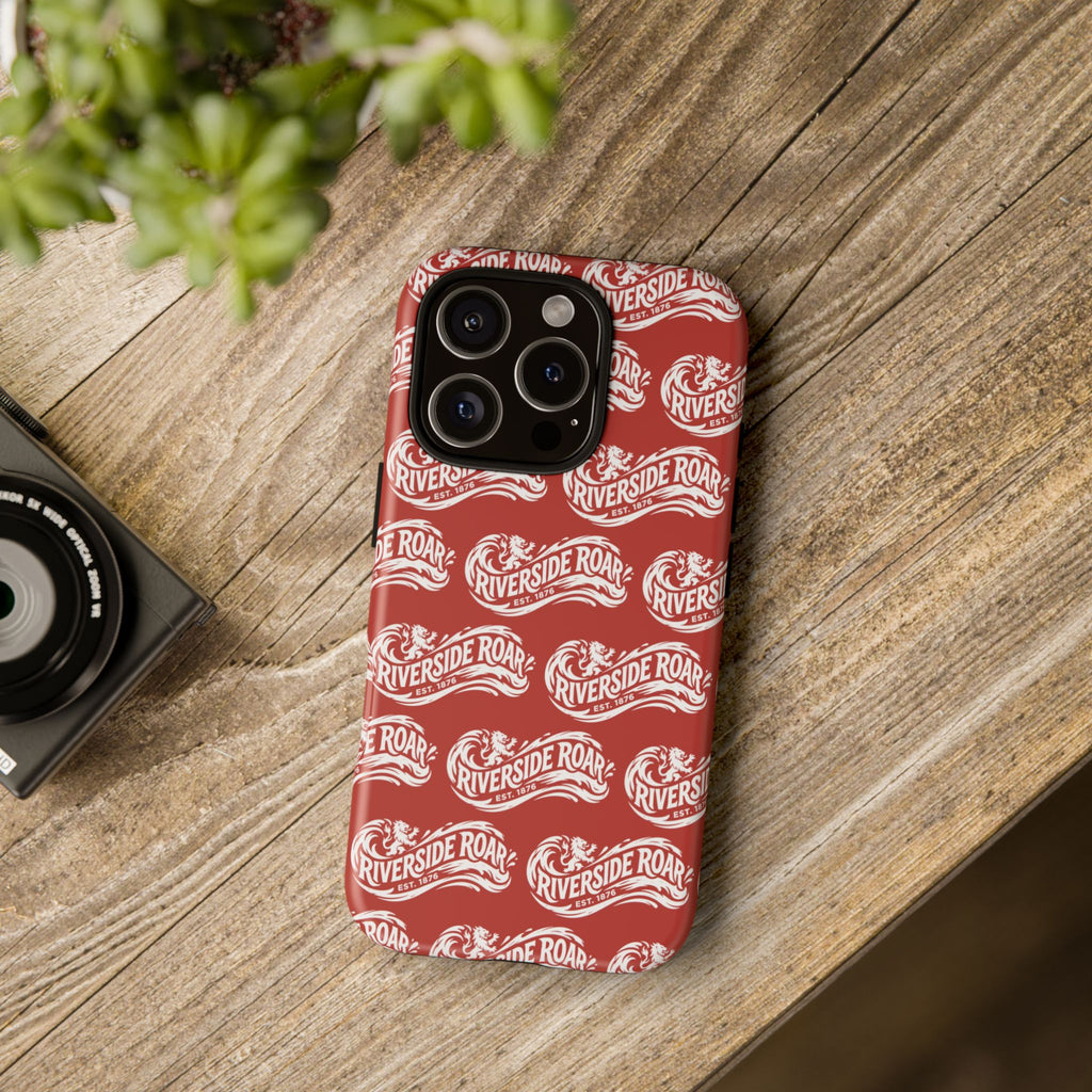 Riverside Roar Patterned Tough Case (White on Red) iPhone & Samsung