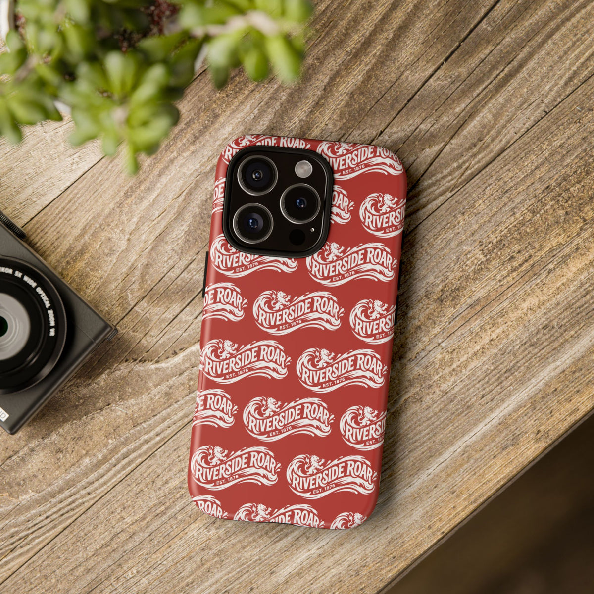 Riverside Roar Patterned Tough Case (White on Red) iPhone & Samsung