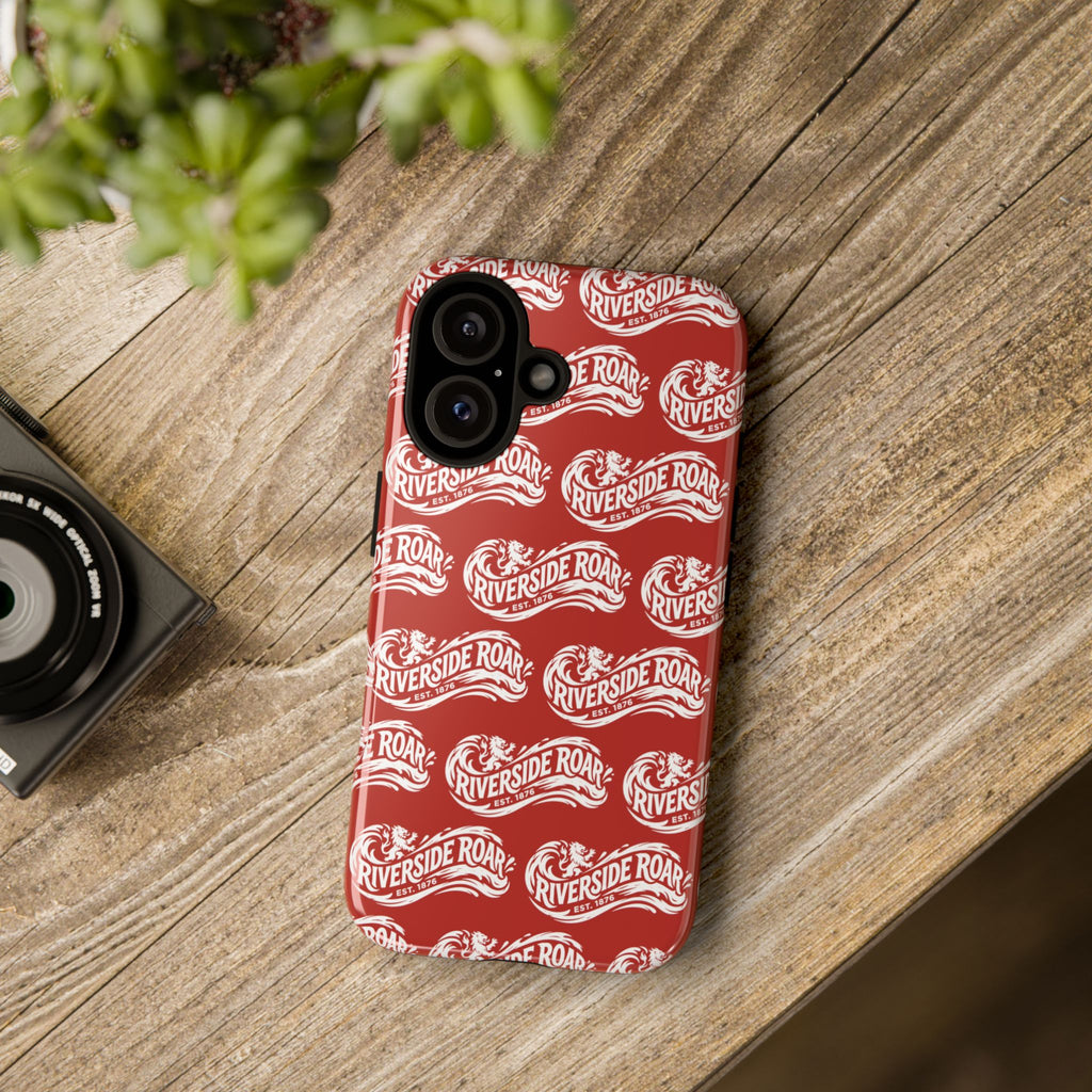 Riverside Roar Patterned Tough Case (White on Red) iPhone & Samsung