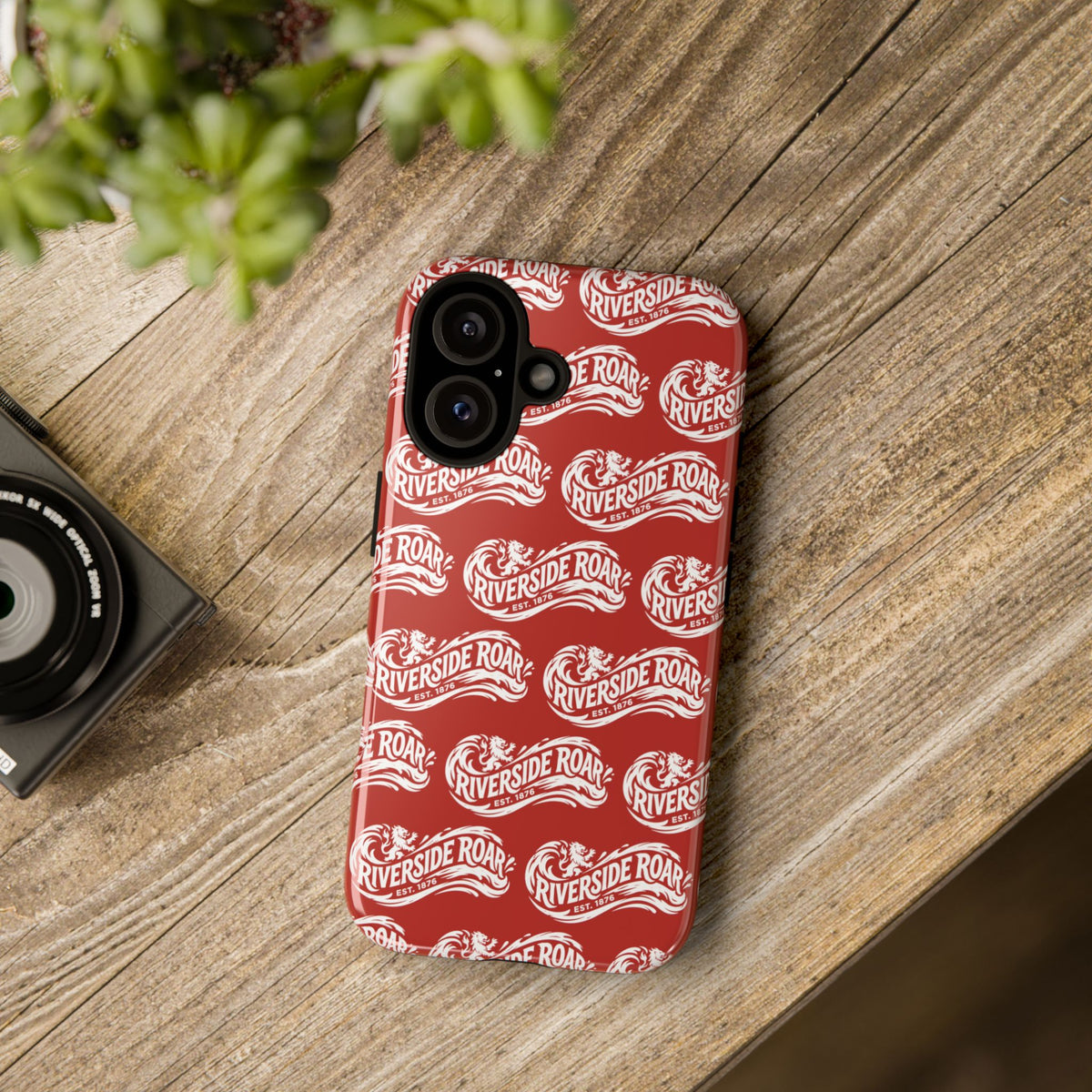 Riverside Roar Patterned Tough Case (White on Red) iPhone & Samsung