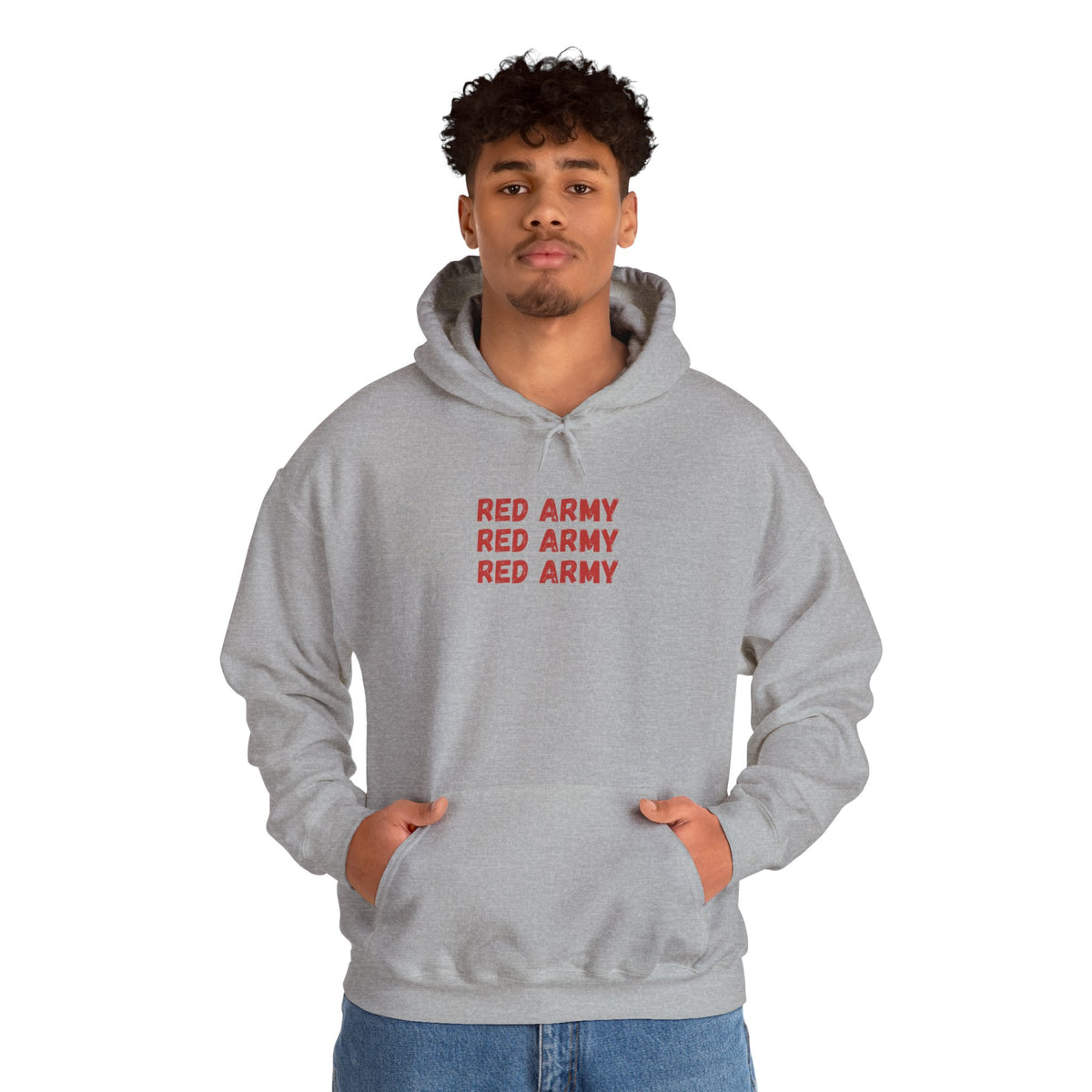 Red Army Repeating Text Hoodie — #UTB BORO STYLE 'front print only'