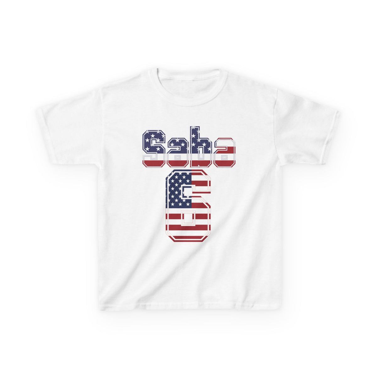 Kids Shirt 'Saba 6' American Flag BORO Shirt, Sabastian Berhalter is our Number 6 'Front print'