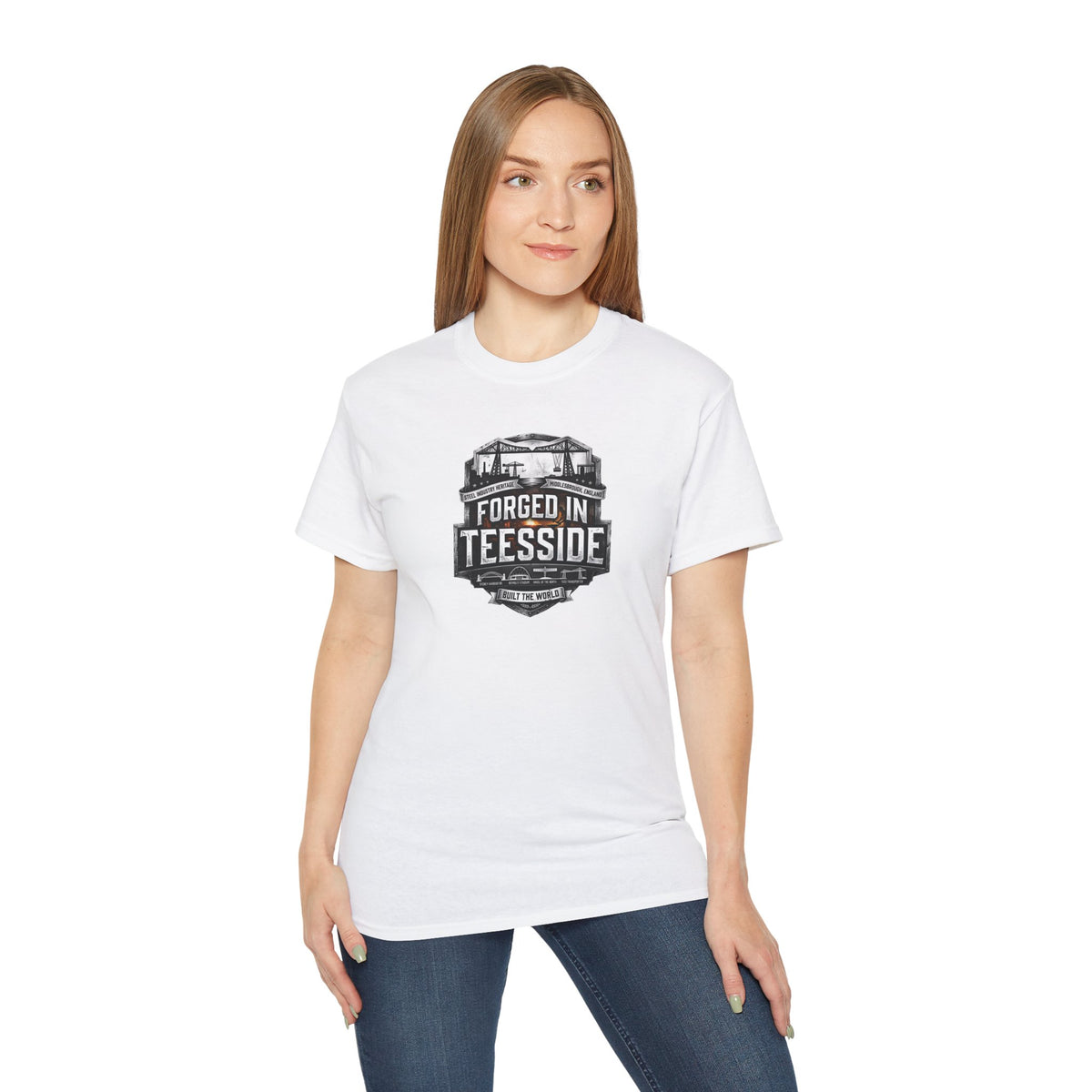 Forged in Teesside Graphic Tee, Industrial England T‑Shirt, Teesside Built The World, British Steel