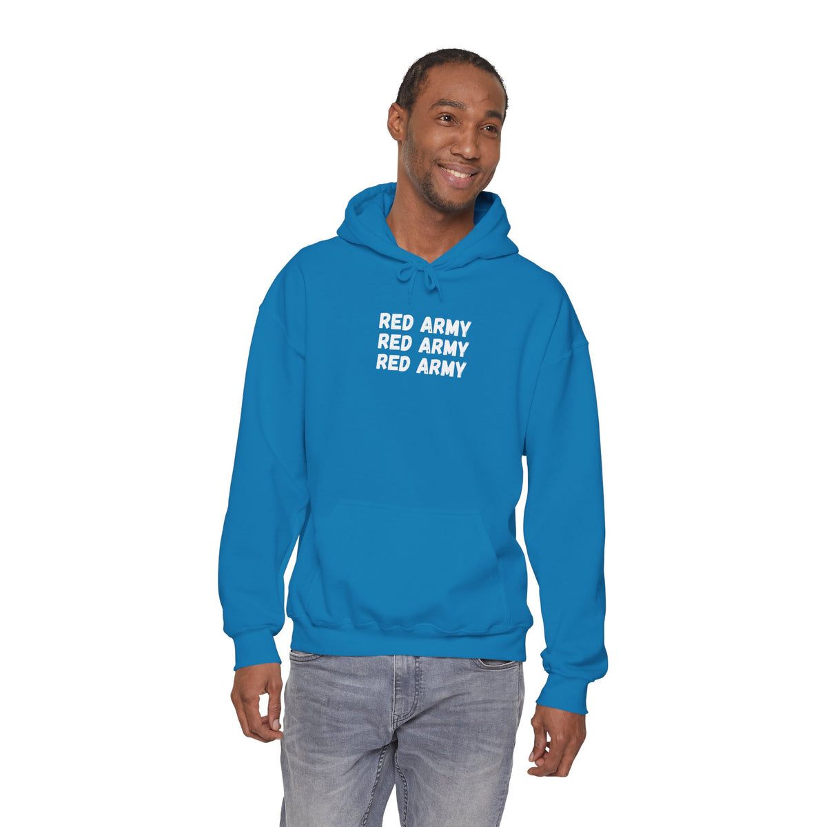 Red Army Repeating Text Hoodie — #UTB BORO STYLE 'front print only'
