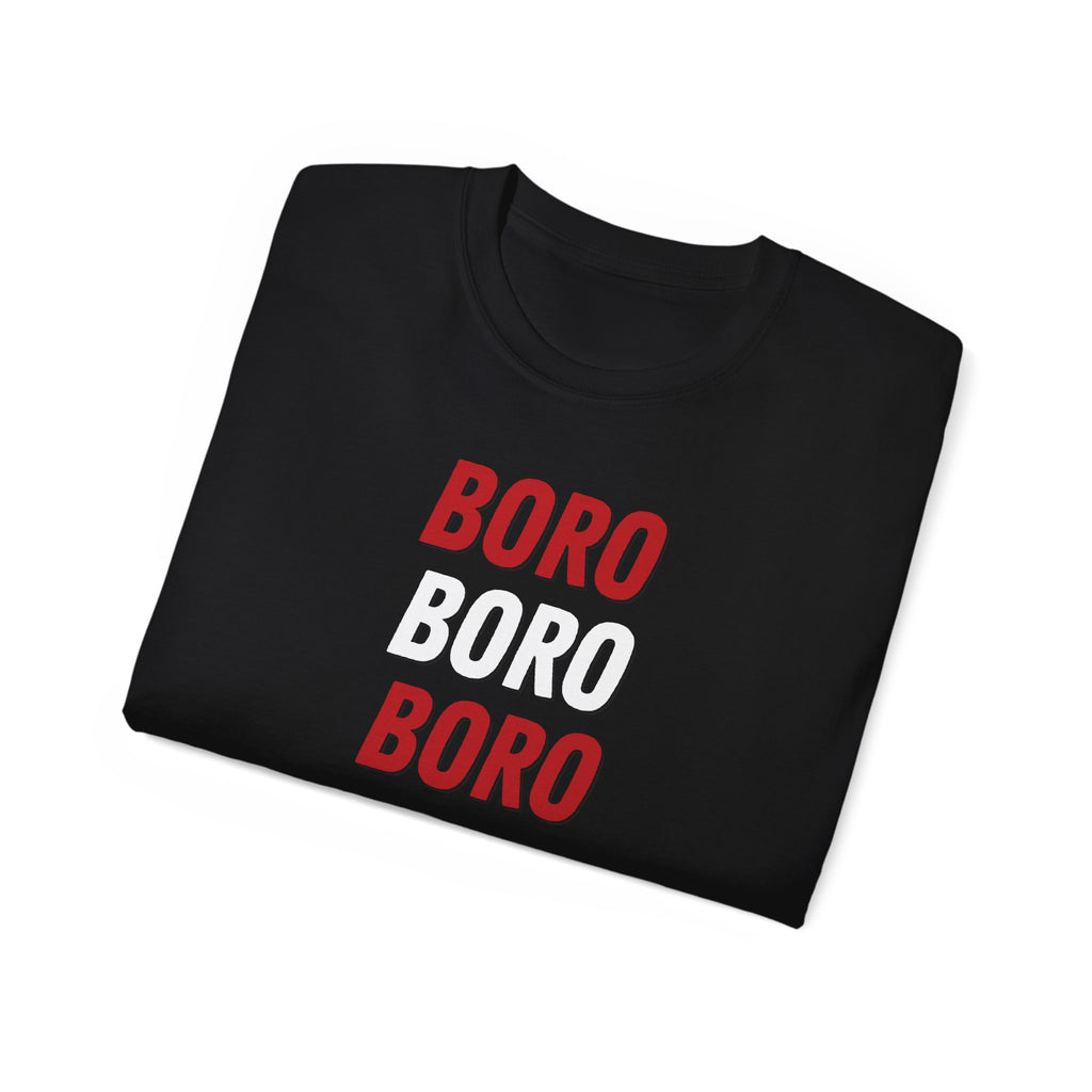 Boro Boro Boro Graphic Tee — Retro Red Logo Cotton T-Shirt