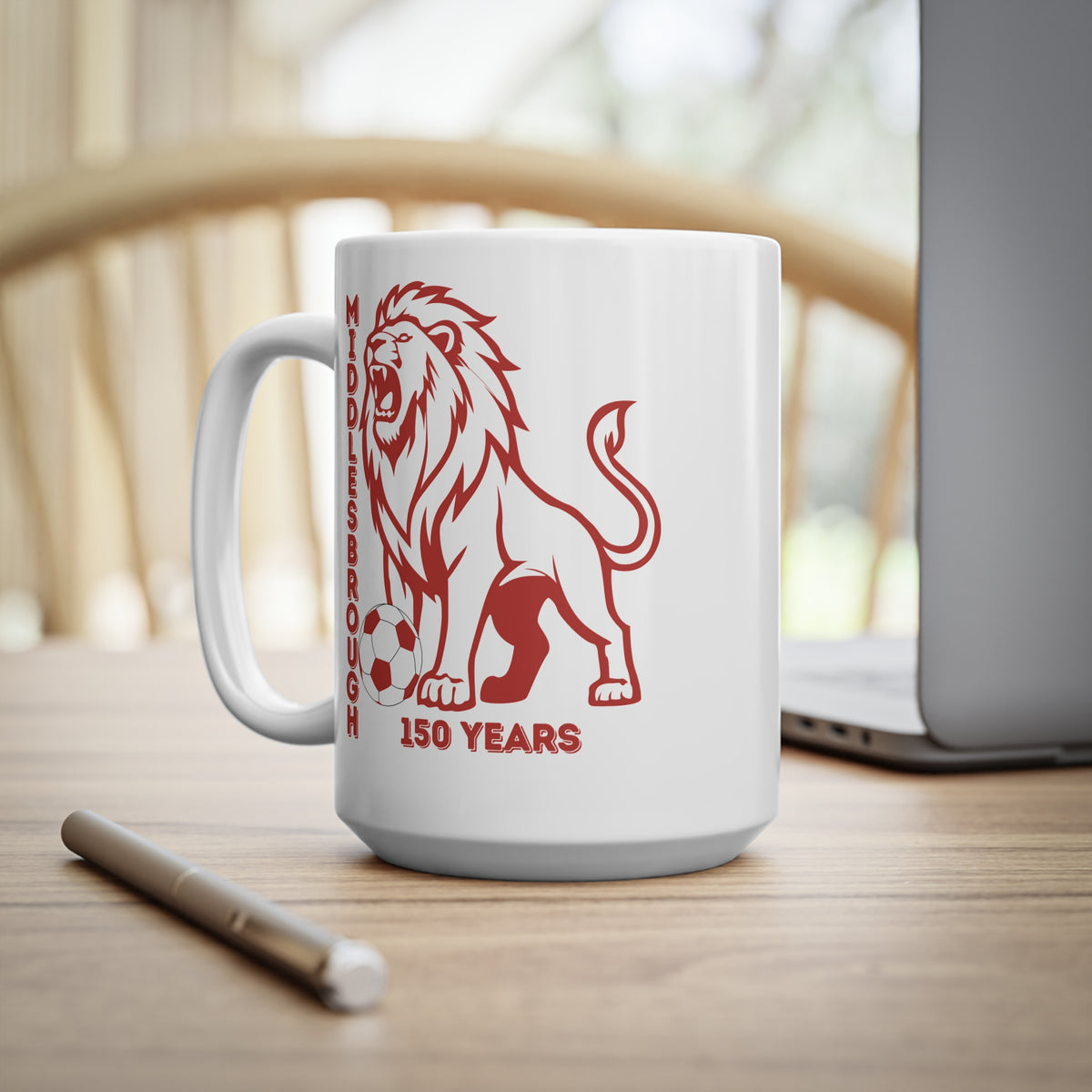 Middlesbrough 150 Years Lion Football Ceramic Mug — 11oz & 15oz Commemorative Coffee Cup