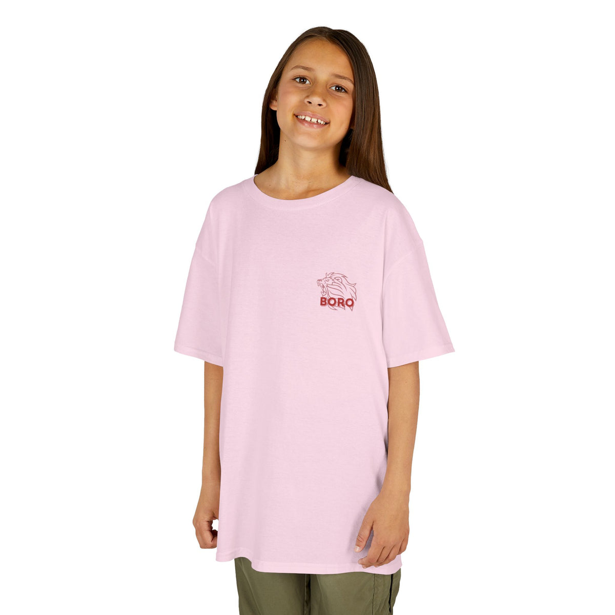 BORO Kids Tee — Cute Red ‘BORO’ Lion Chest Graphic