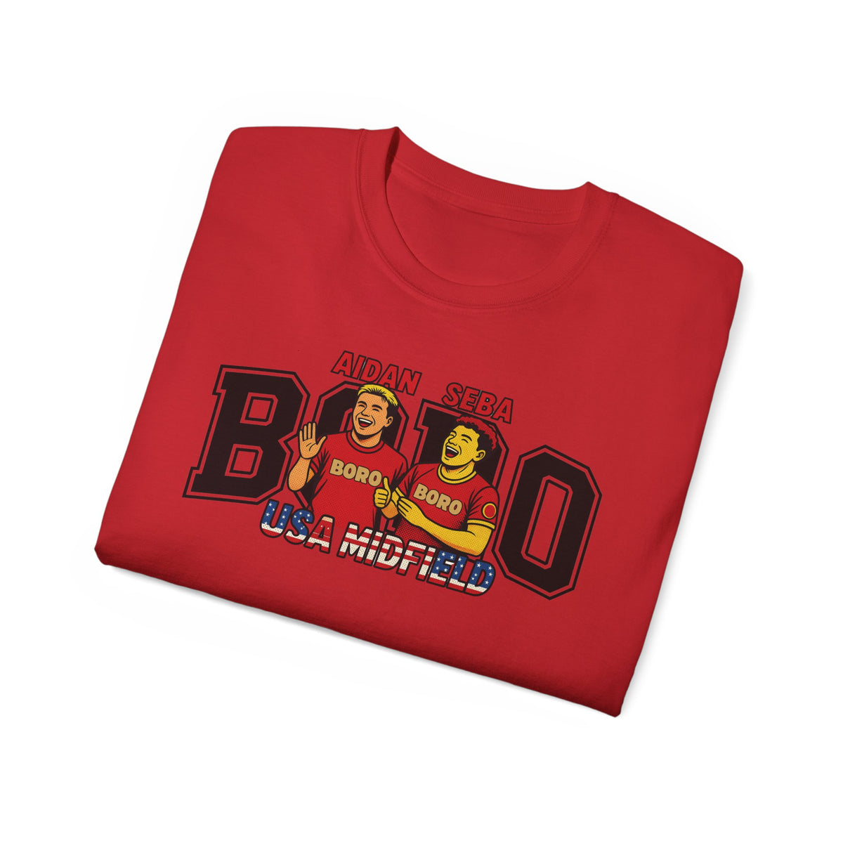 American Midfield — "Aidan & Seba, Boro's USA Midfield" Graphic T-Shirt
