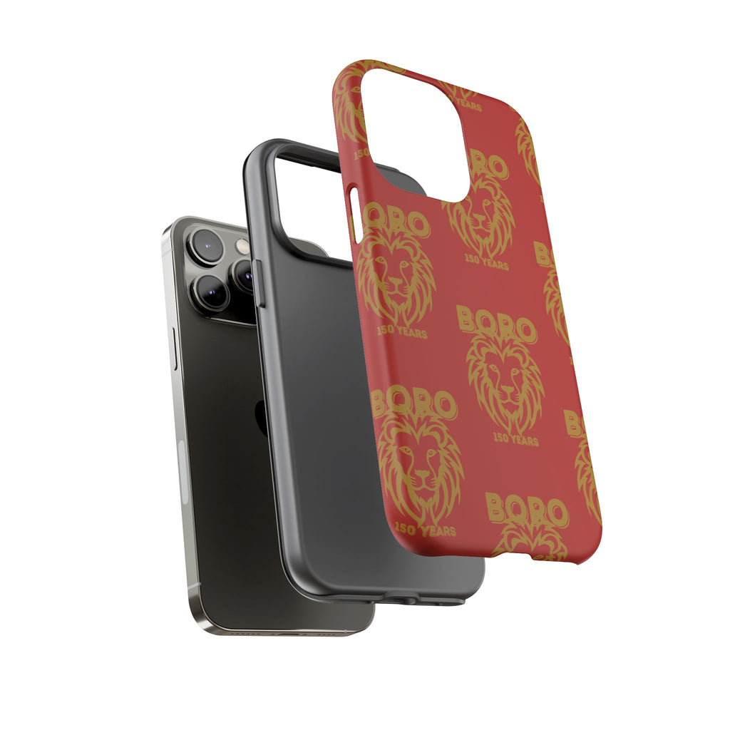 BORO Gold on red Lion Head Phone Case — Red 150 years Pattern Protective Case