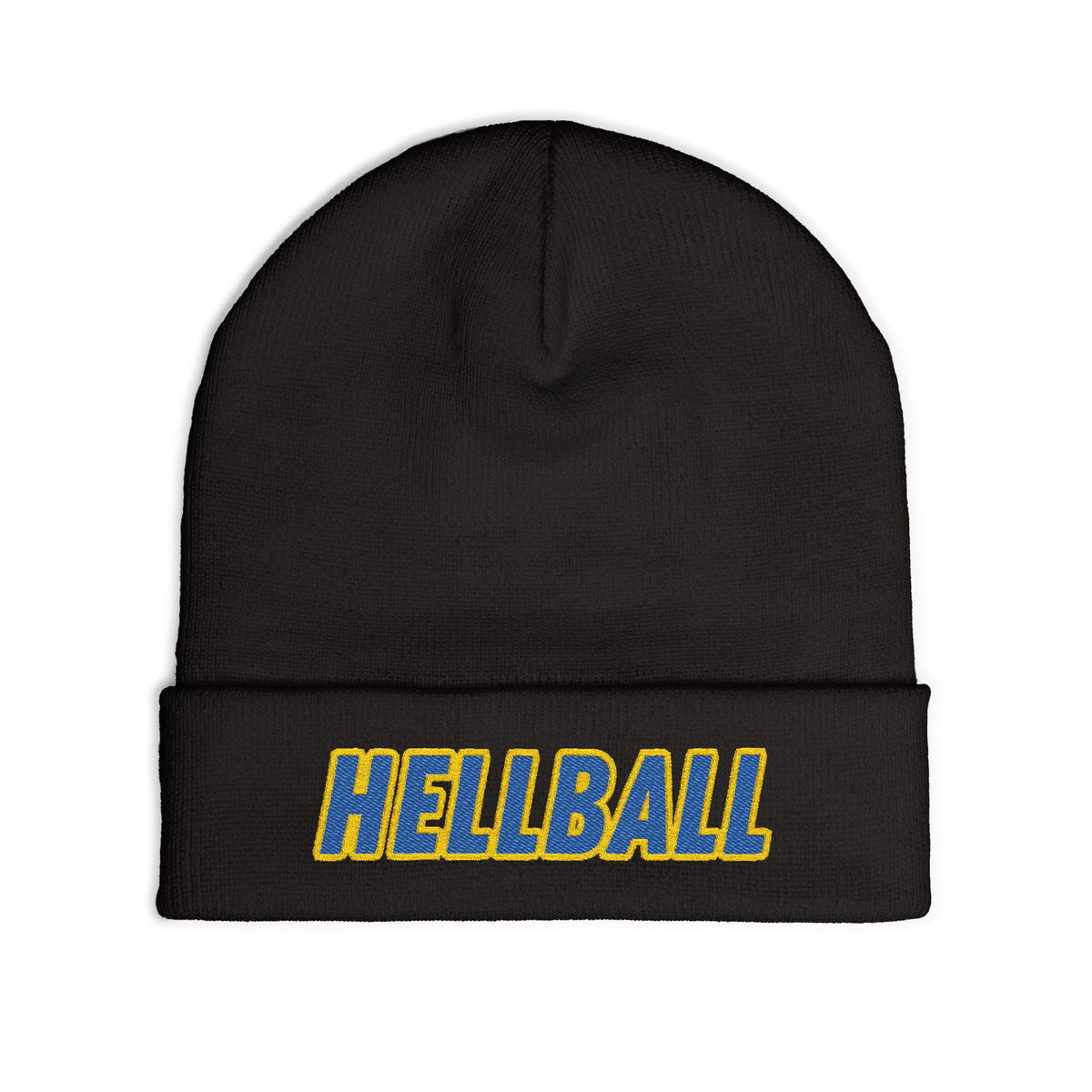 BORO Embroidered "HELLBALL" Knit Beanie - Bold Lettering Winter Hat