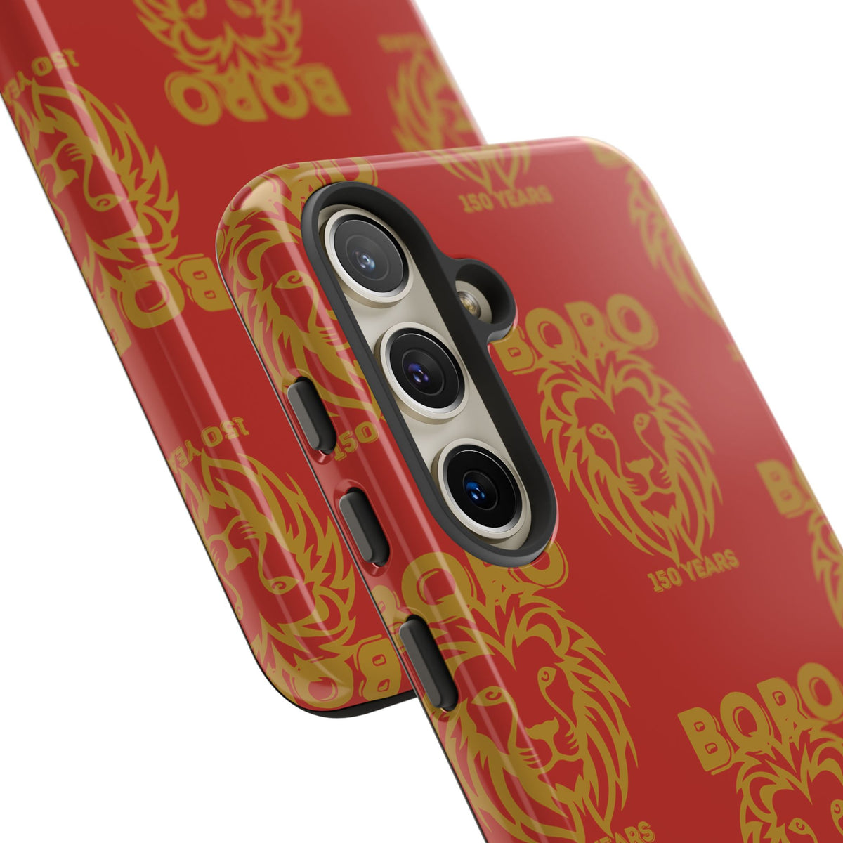 BORO Gold on red Lion Head Phone Case — Red 150 years Pattern Protective Case