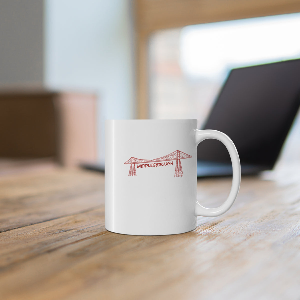 Middlesbrough Transporter Bridge Sketch Ceramic Mug — 11oz & 15oz Coffee Cup