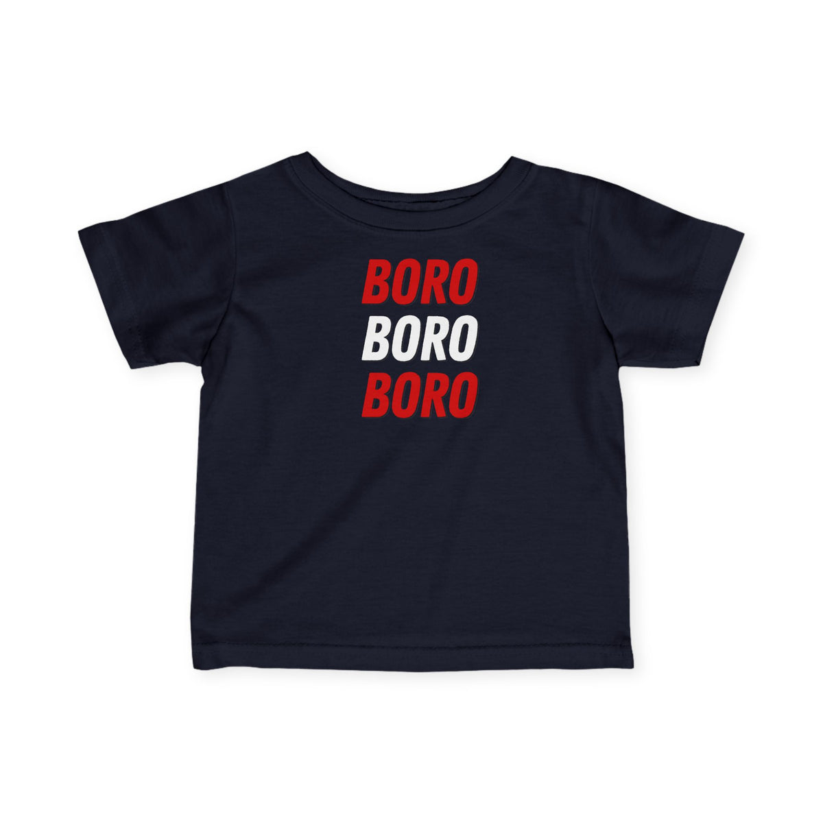 Infant Tee — "BORO BORO BORO" Red & White Graphic Baby Shirt