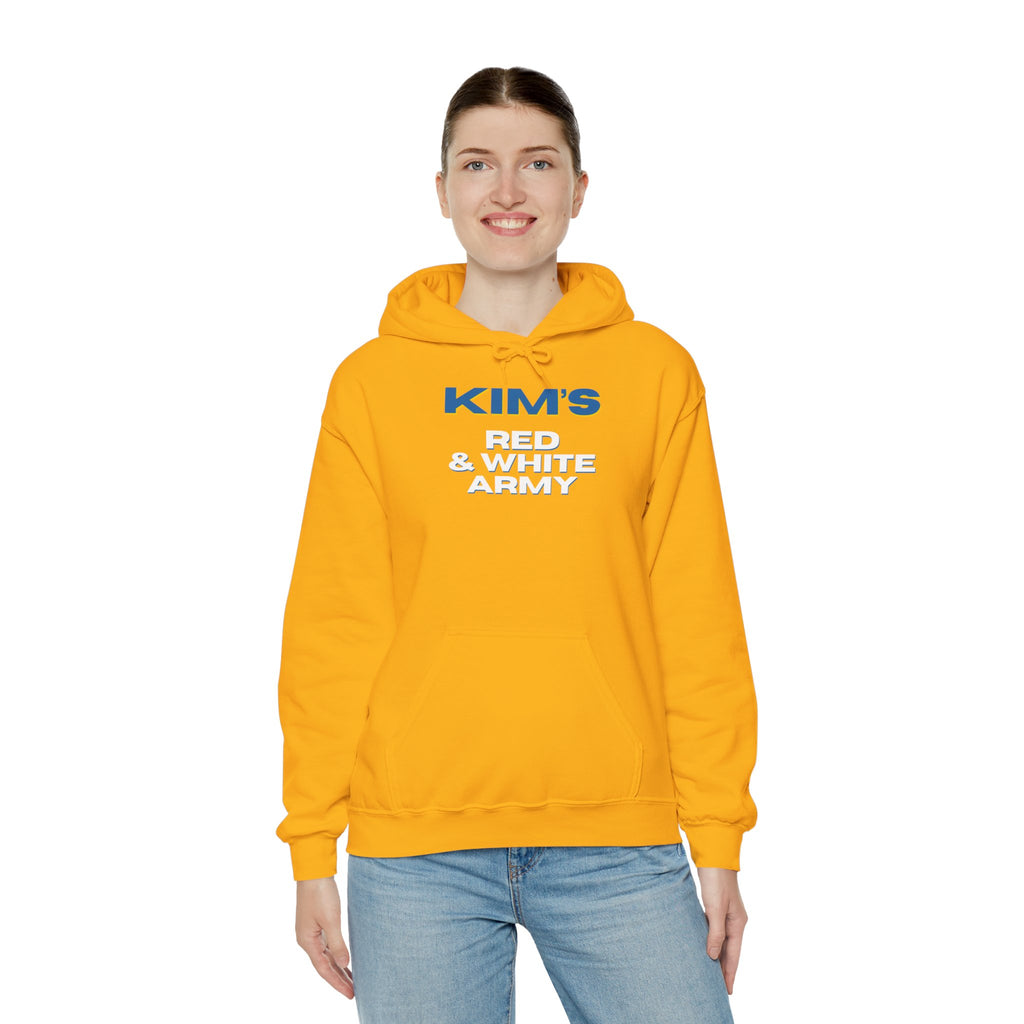 Kim's Red & White Army Hoodie 'front print' only.