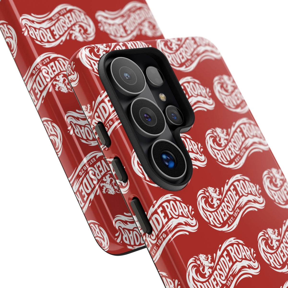 Riverside Roar Patterned Tough Case (White on Red) iPhone & Samsung