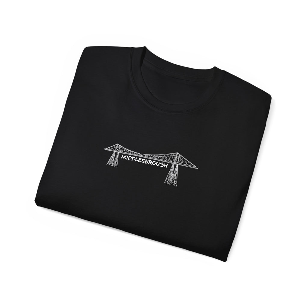 Transporter Bridge Sketch T‑Shirt — Minimalist Hand‑Drawn Middlesbrough Bridge Design