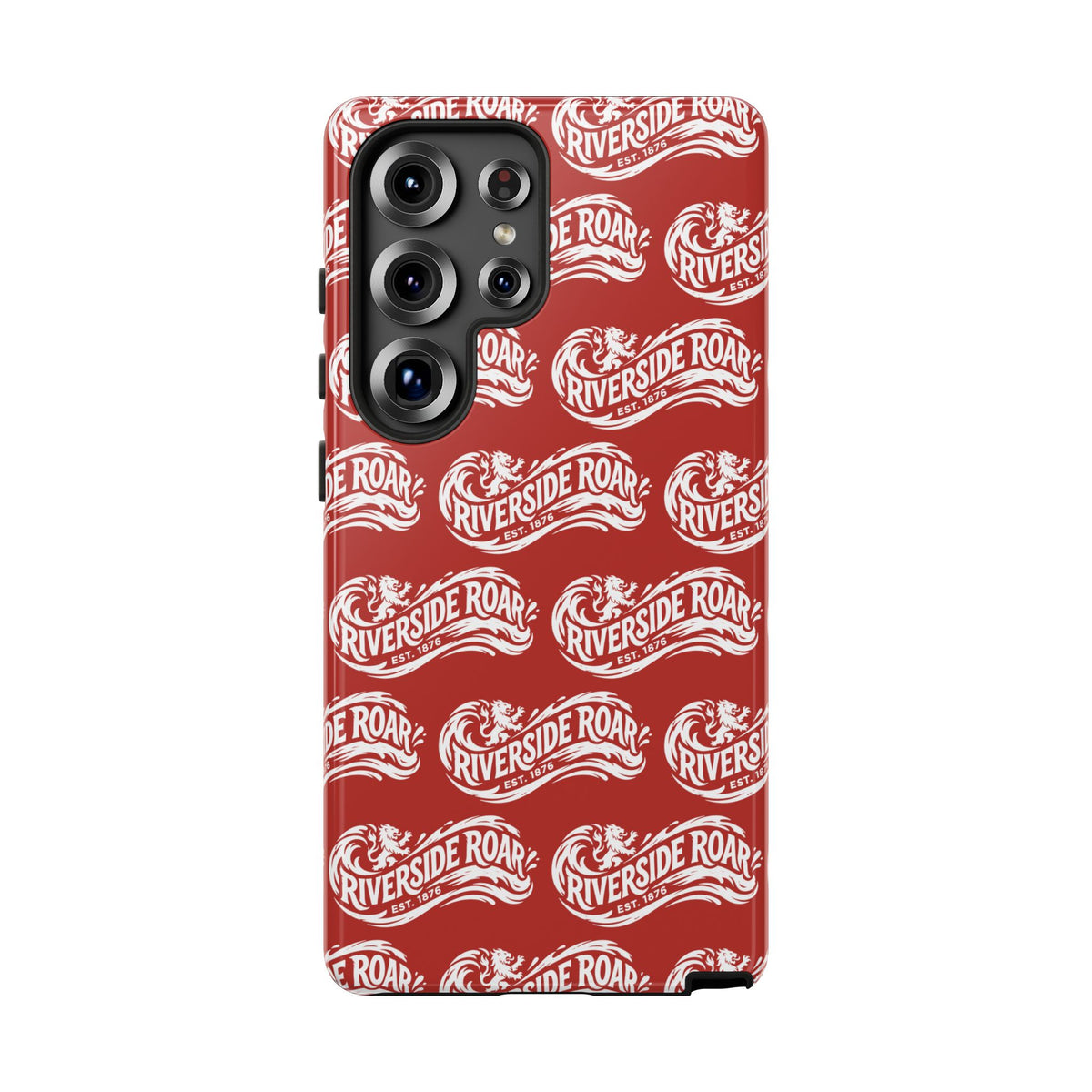 Riverside Roar Patterned Tough Case (White on Red) iPhone & Samsung