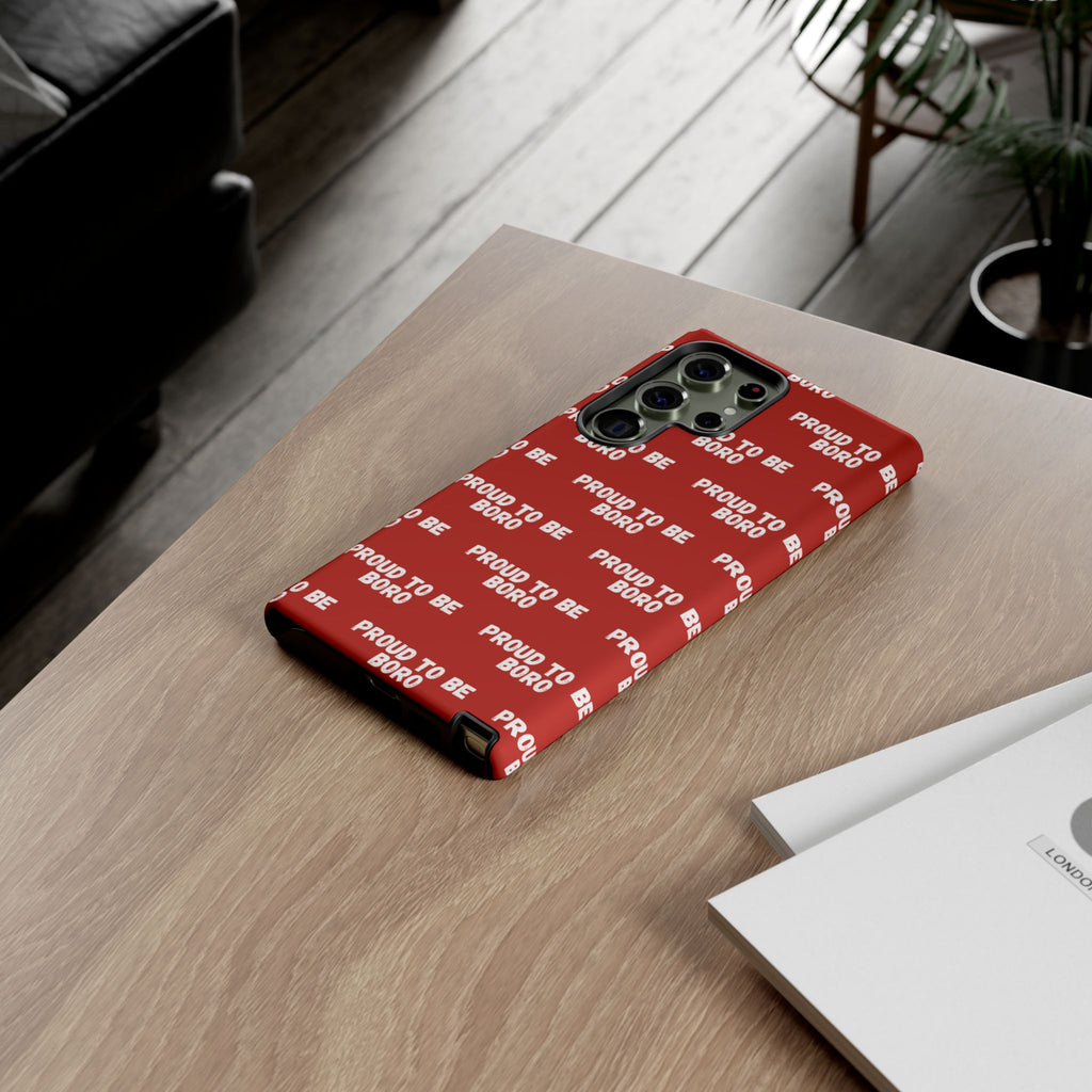 "PROUD TO BE BORO" Phone Case — Red Pattern Tough Case