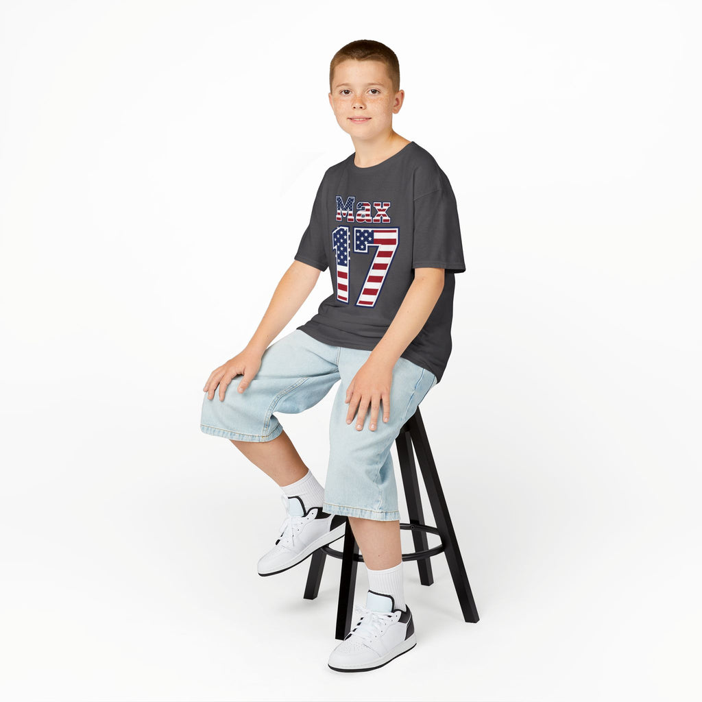 Kids Shirt 'Max 17' American Flag BORO Shirt, Max Arfsten is our Number 17 'Front print'