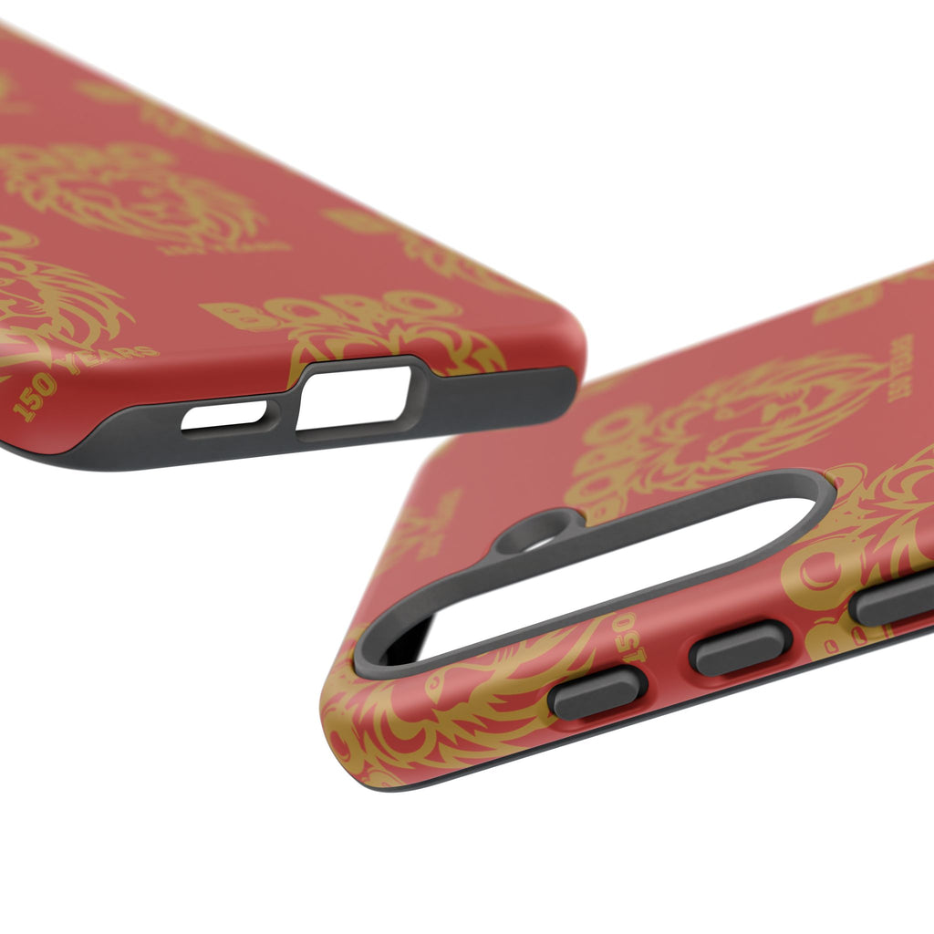 BORO Gold on red Lion Head Phone Case — Red 150 years Pattern Protective Case