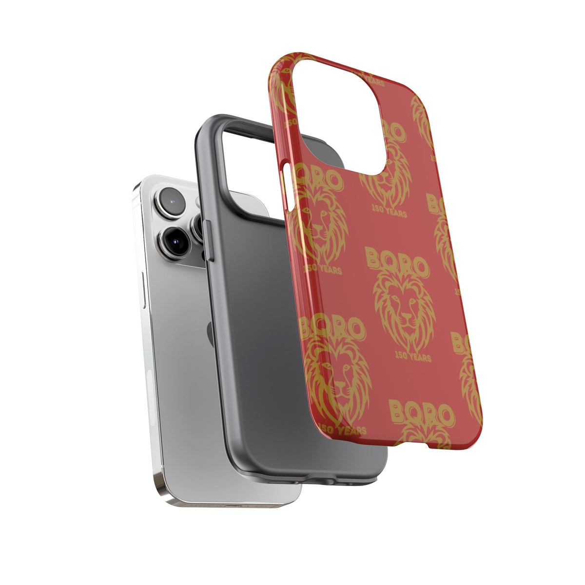 BORO Gold on red Lion Head Phone Case — Red 150 years Pattern Protective Case