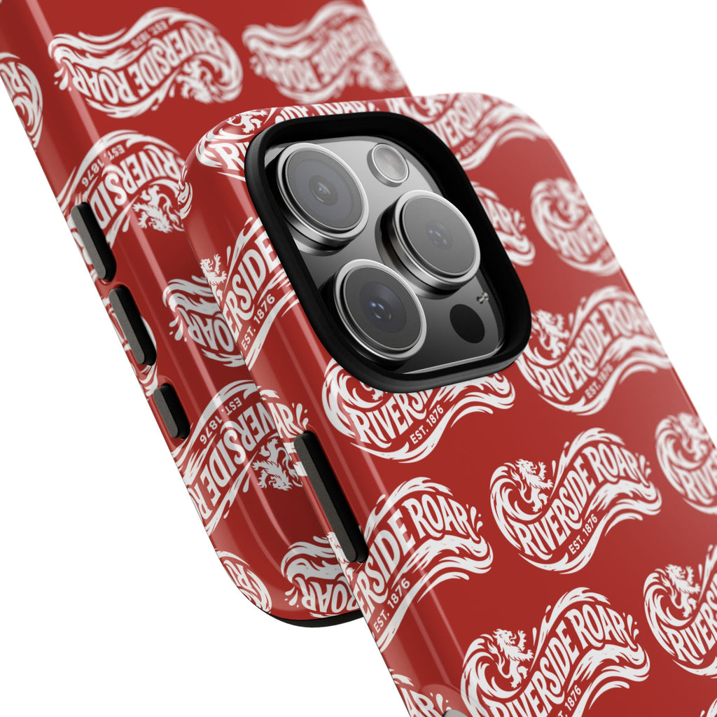 Riverside Roar Patterned Tough Case (White on Red) iPhone & Samsung