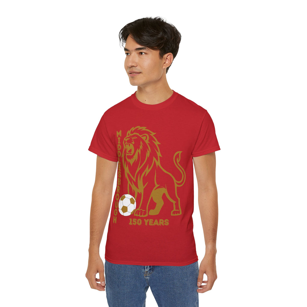 GOLD Middlesbrough 150 Years Lion Football T-Shirt