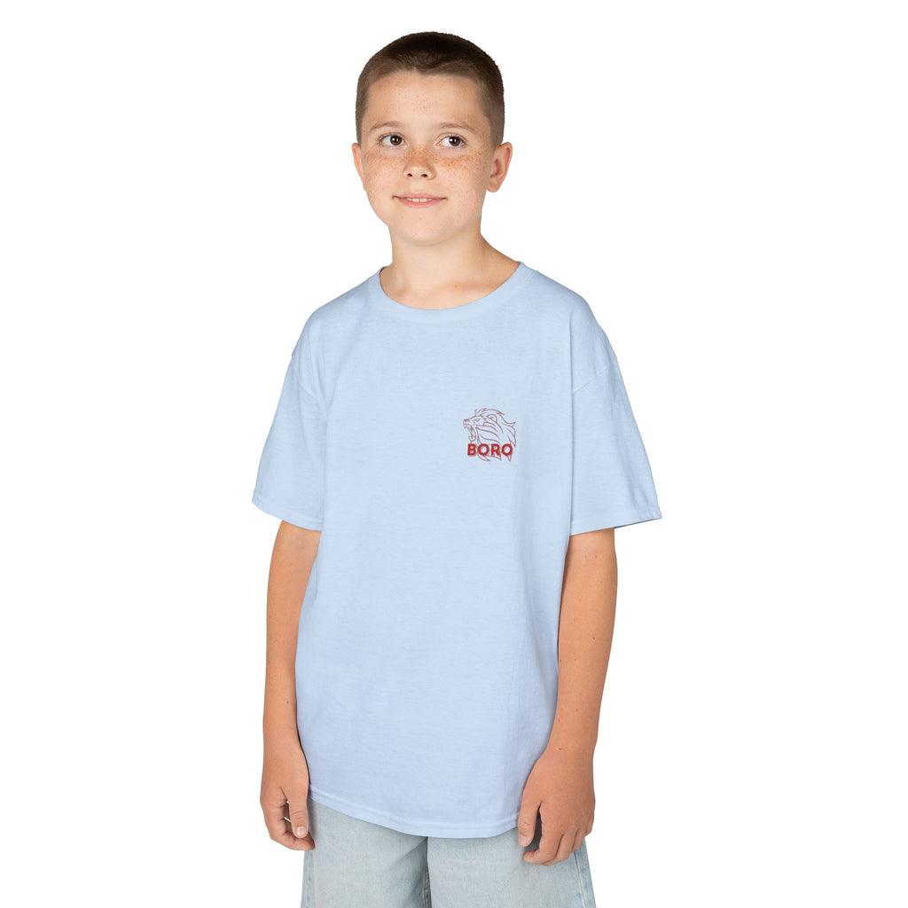 BORO Kids Tee — Cute Red ‘BORO’ Lion Chest Graphic