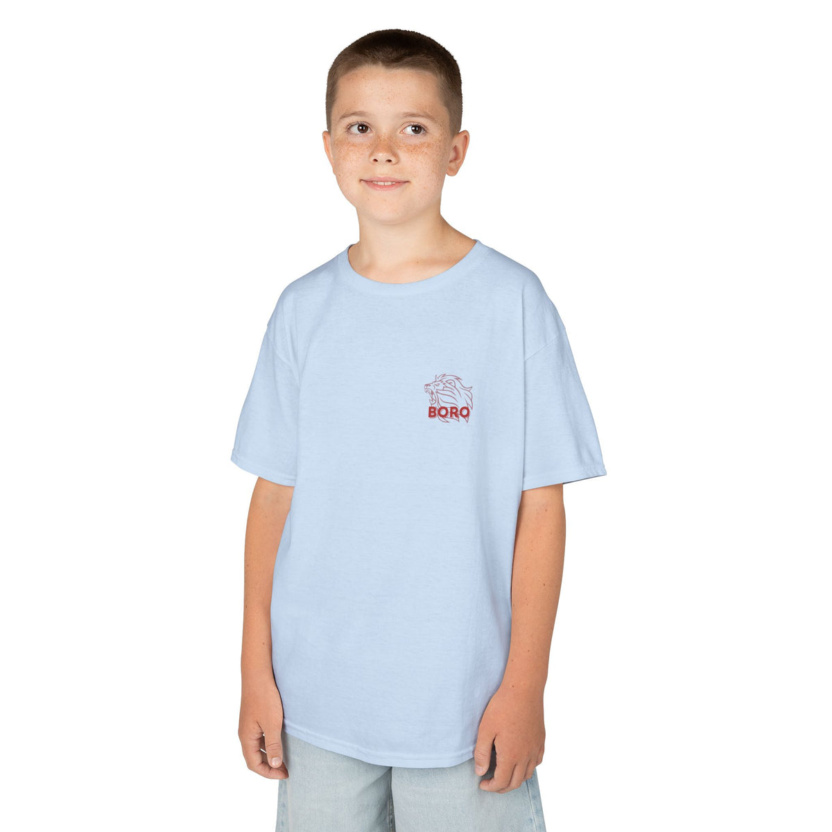 BORO Kids Tee — Cute Red ‘BORO’ Lion Chest Graphic