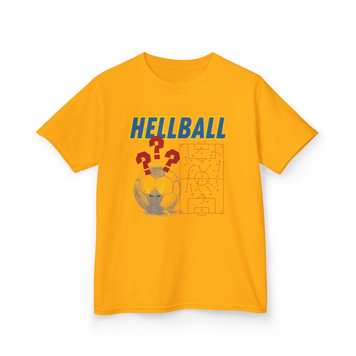 Kids T‑Shirt — "HELLBALL" Graphic Tee with Demon Ball and Game Plan