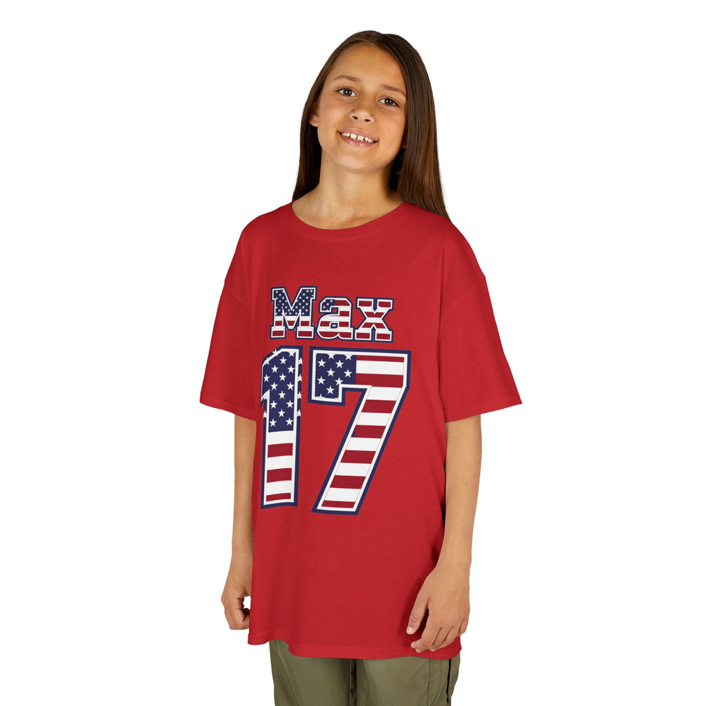 Kids Shirt 'Max 17' American Flag BORO Shirt, Max Arfsten is our Number 17 'Front print'