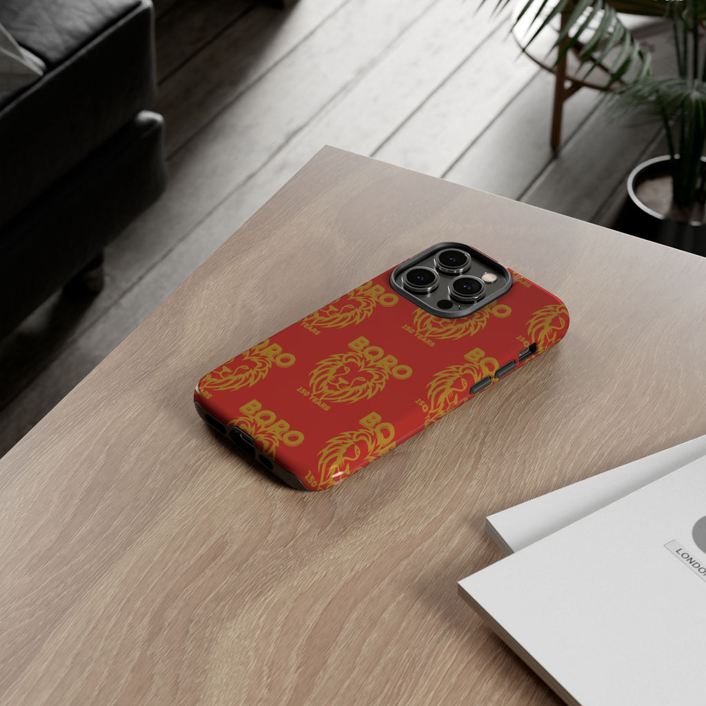 BORO Gold on red Lion Head Phone Case — Red 150 years Pattern Protective Case