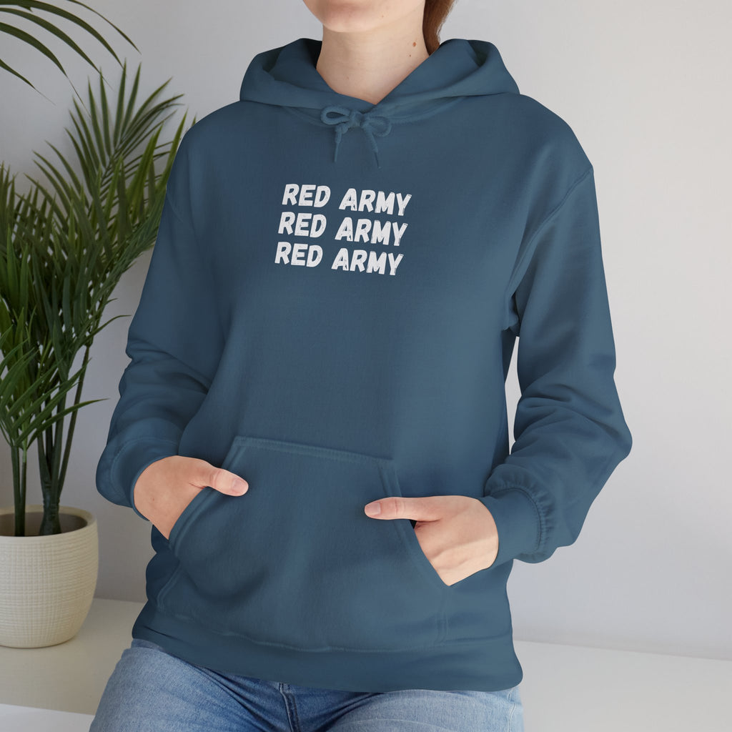 Red Army Repeating Text Hoodie — #UTB BORO STYLE 'front print only'