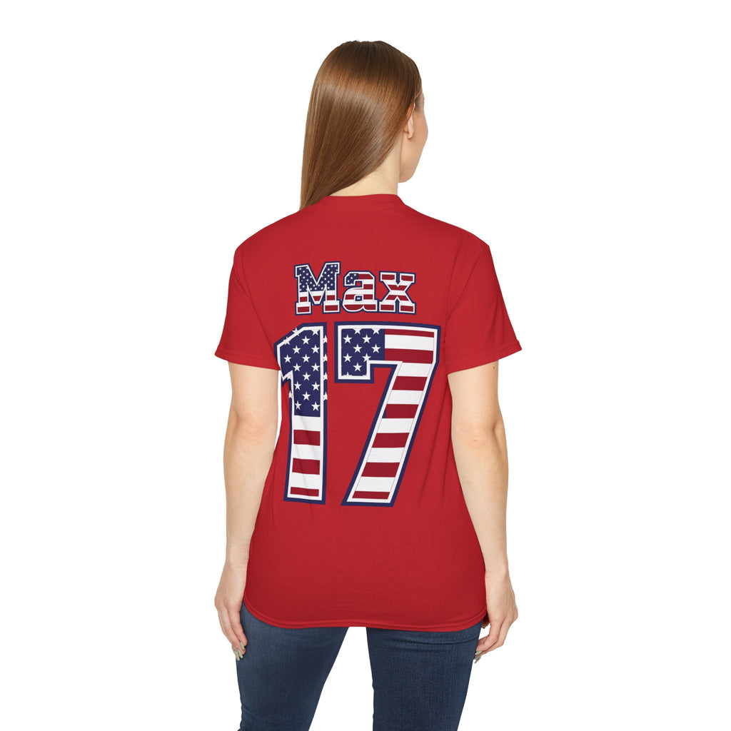 Max Arfsten Number 17 USA Flag Shirt for the BORO 'back print only'