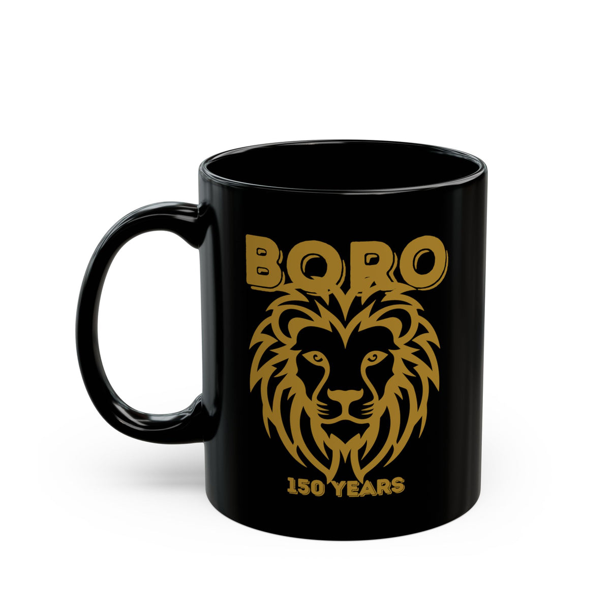 Boro Lion 150 Years Black Mug — Anniversary Commemorative Coffee Cup