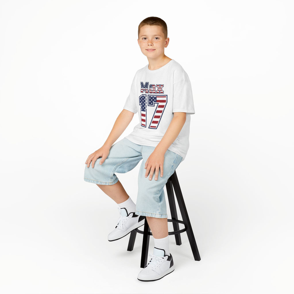 Kids Shirt 'Max 17' American Flag BORO Shirt, Max Arfsten is our Number 17 'Front print'