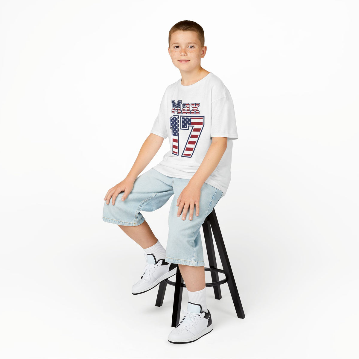 Kids Shirt 'Max 17' American Flag BORO Shirt, Max Arfsten is our Number 17 'Front print'