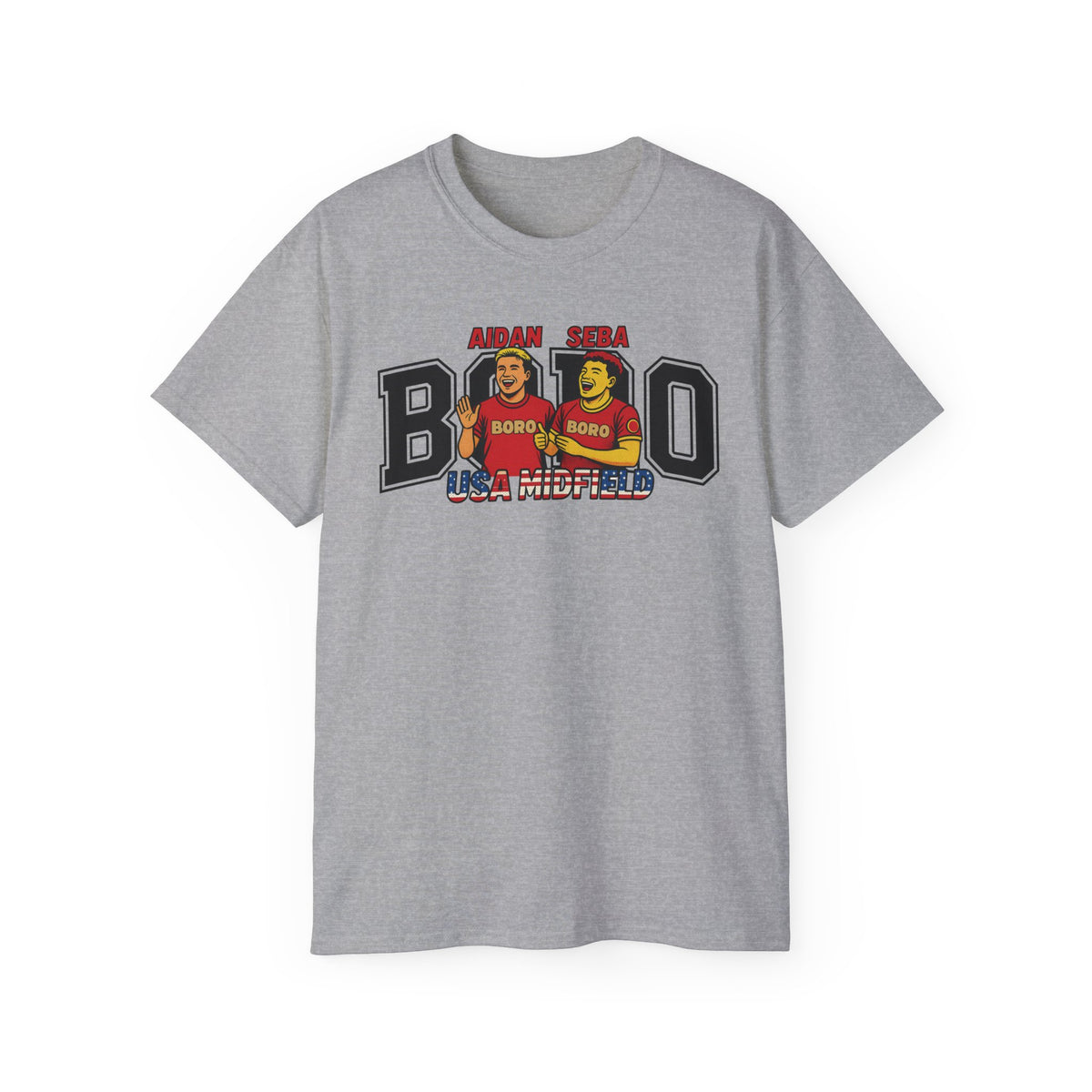 American Midfield — "Aidan & Seba, Boro's USA Midfield" Graphic T-Shirt