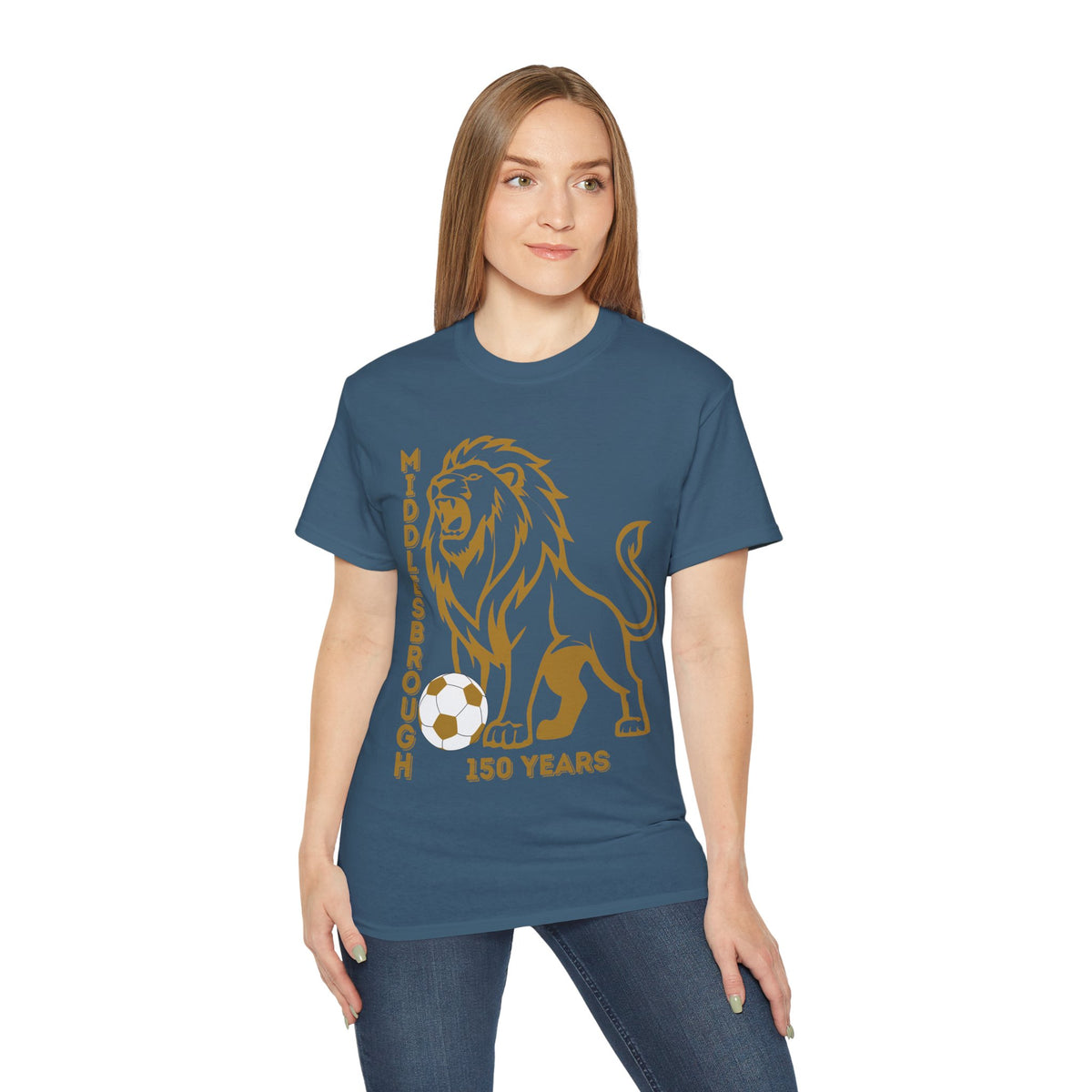 GOLD Middlesbrough 150 Years Lion Football T-Shirt