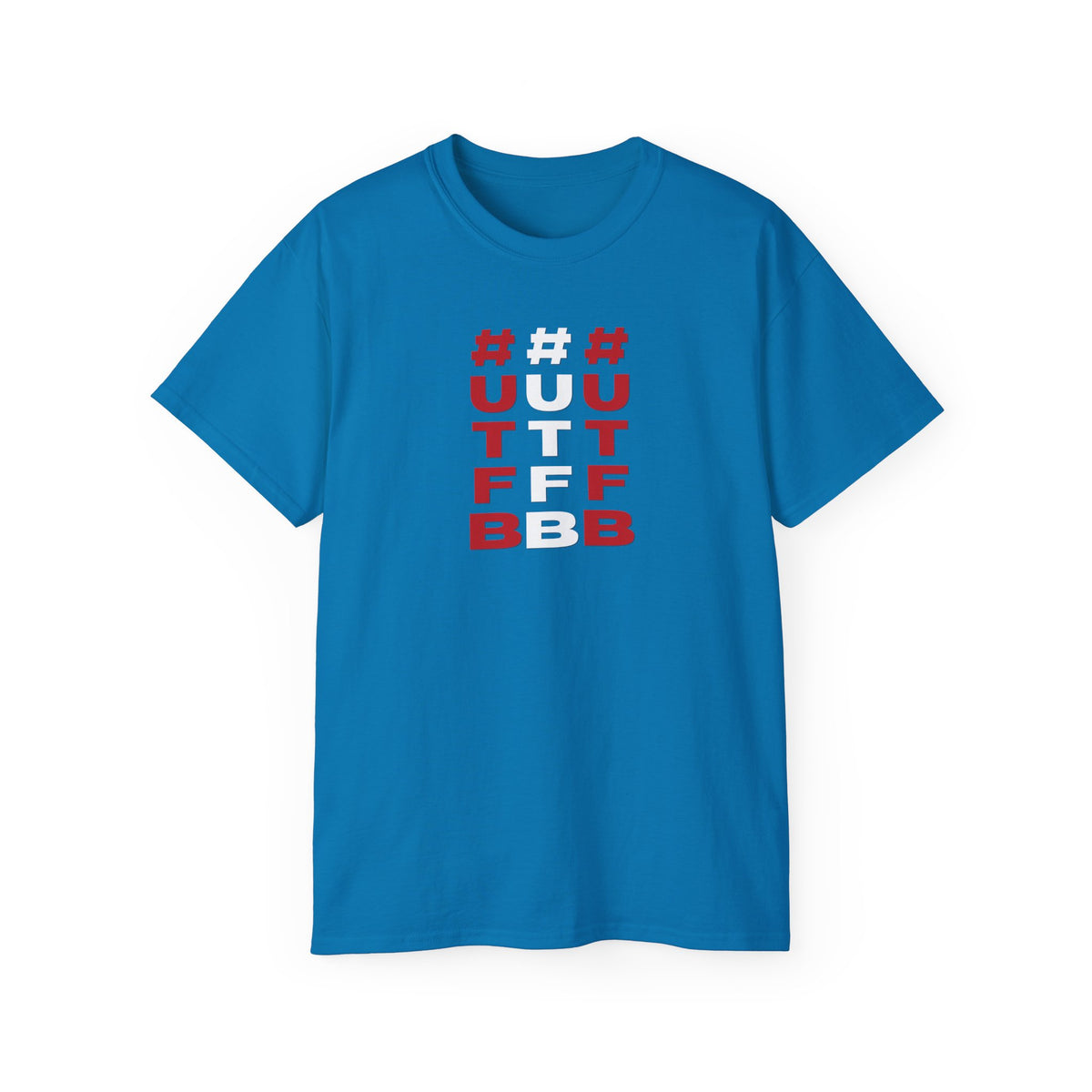 Tripple Vertical '#UTFB' Graphic Tee — Red & White Minimalist Design