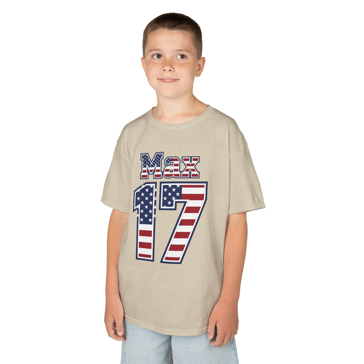 Kids Shirt 'Max 17' American Flag BORO Shirt, Max Arfsten is our Number 17 'Front print'